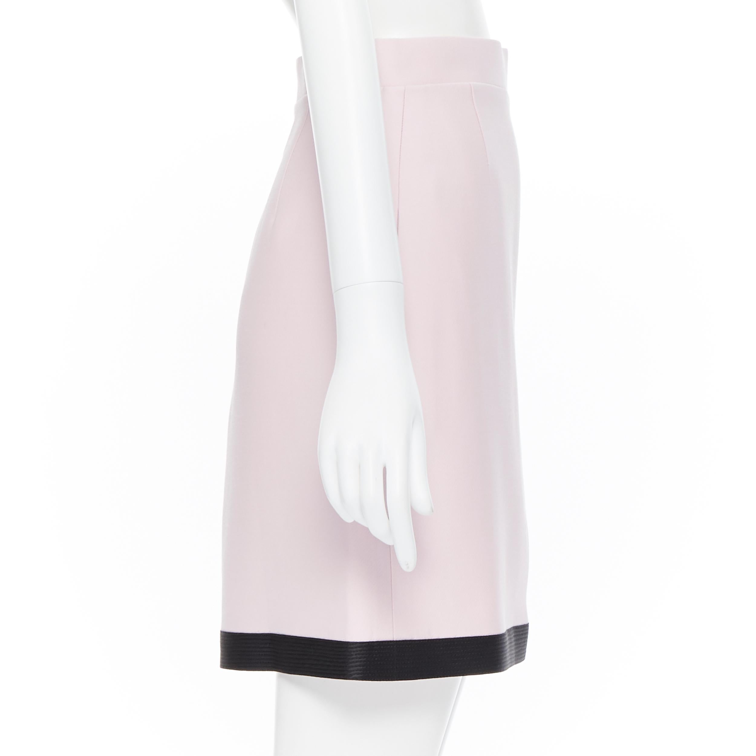 VERSACE 2018 light pink wool silk black bondage strap trim short skirt IT38 XS In Fair Condition In Hong Kong, NT