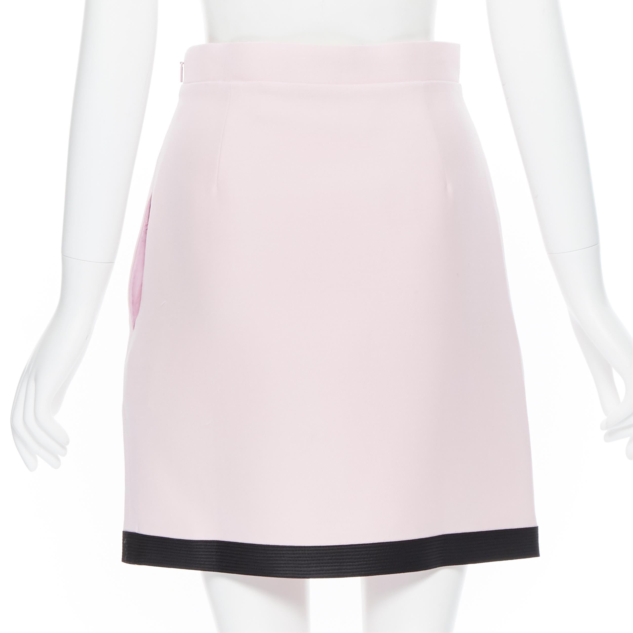 Men's VERSACE 2018 light pink wool silk black bondage strap trim short skirt IT38 XS