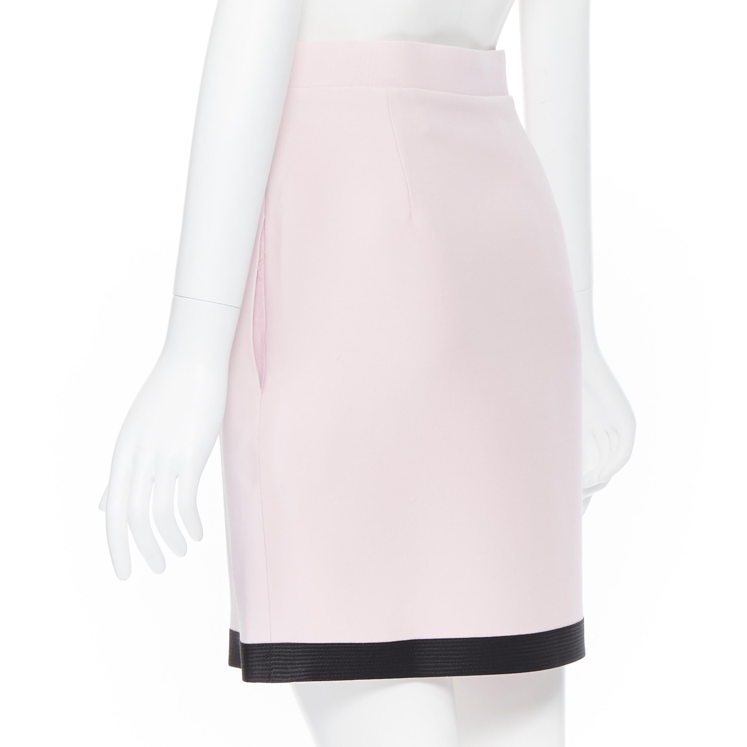 VERSACE 2018 light pink wool silk black bondage strap trim short skirt IT38 XS 1