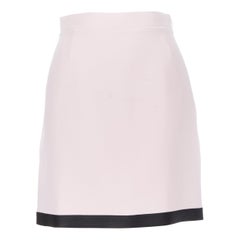 VERSACE 2018 light pink wool silk black bondage strap trim short skirt IT38 XS