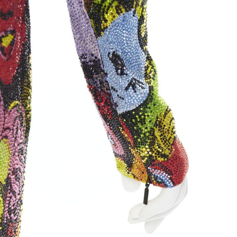 VERSACE Combinaison de défilé Tribute Pop Art incrustée de cristaux incrustés de strasss IT38 XS, 2018 en vente 6