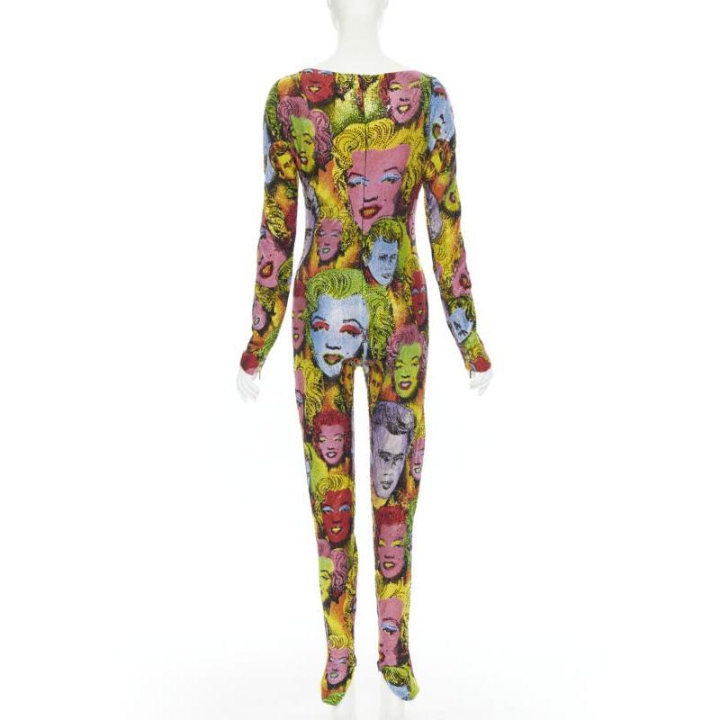 VERSACE Combinaison de défilé Tribute Pop Art incrustée de cristaux incrustés de strasss IT38 XS, 2018 Pour femmes en vente