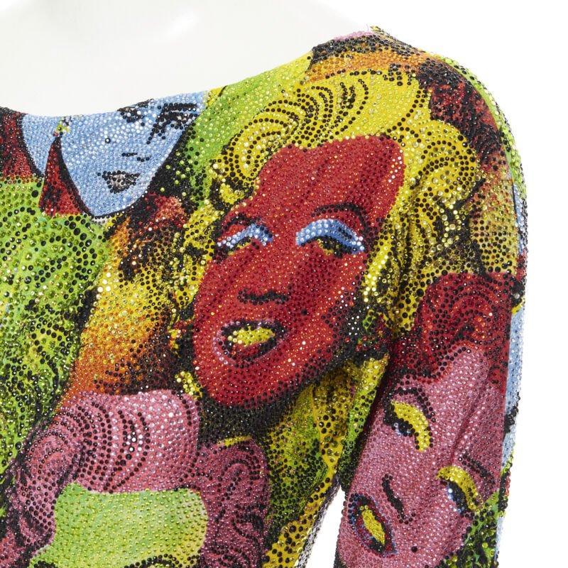VERSACE Combinaison de défilé Tribute Pop Art incrustée de cristaux incrustés de strasss IT38 XS, 2018 en vente 2
