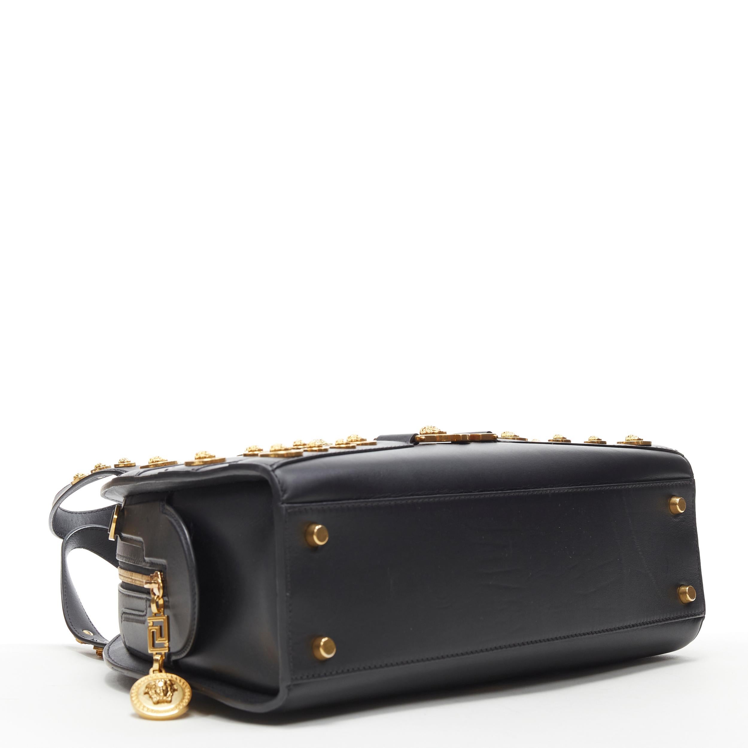 VERSACE 2018 Tribute 1992 gold Medusa stud bondage bowling shoulder bag For Sale 1