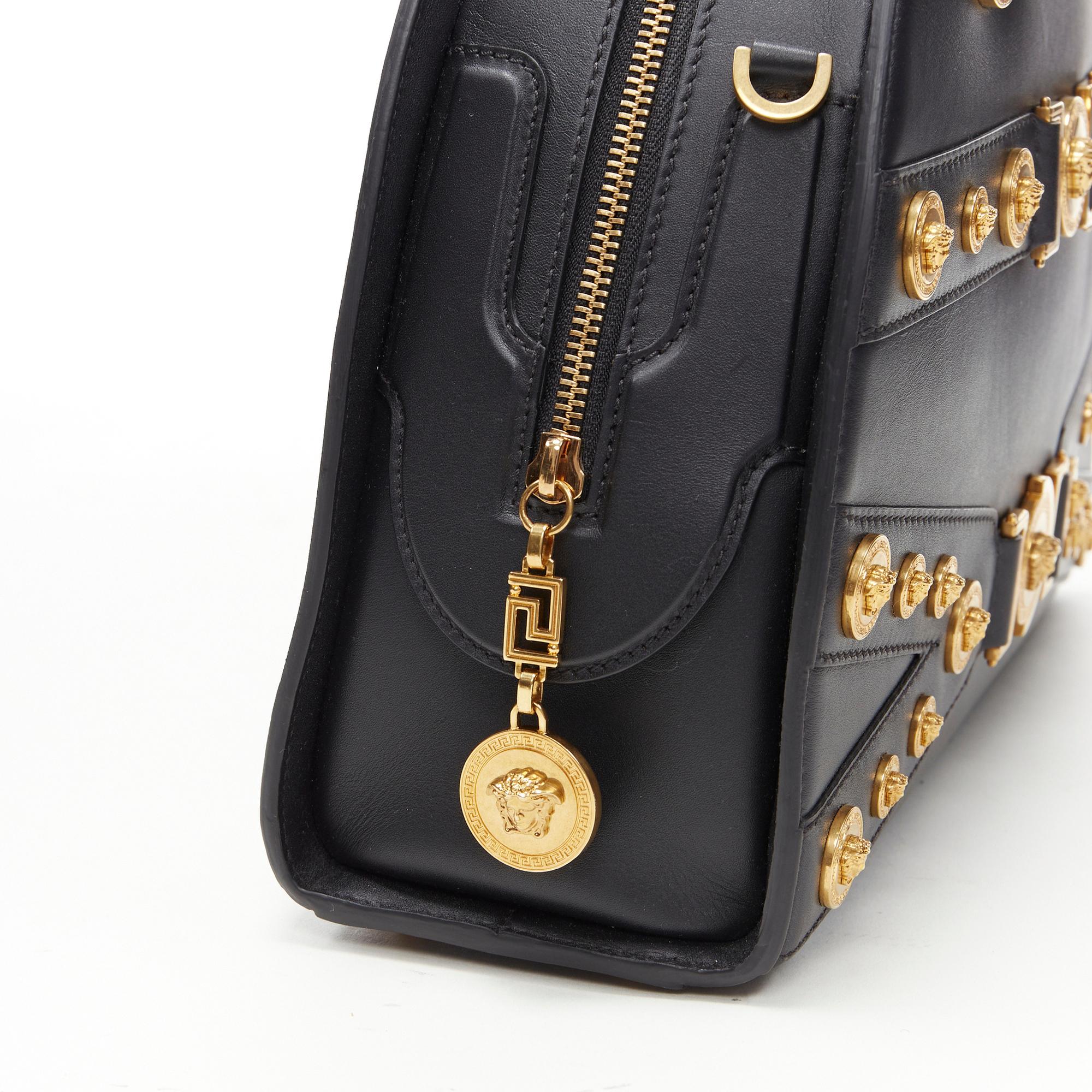 VERSACE 2018 Tribute 1992 gold Medusa stud bondage bowling shoulder bag For Sale 4