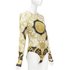 VERSACE 2018 Tribute gold Medusa Barocco Langarm-Bodysuit Oberteil IT38 XS