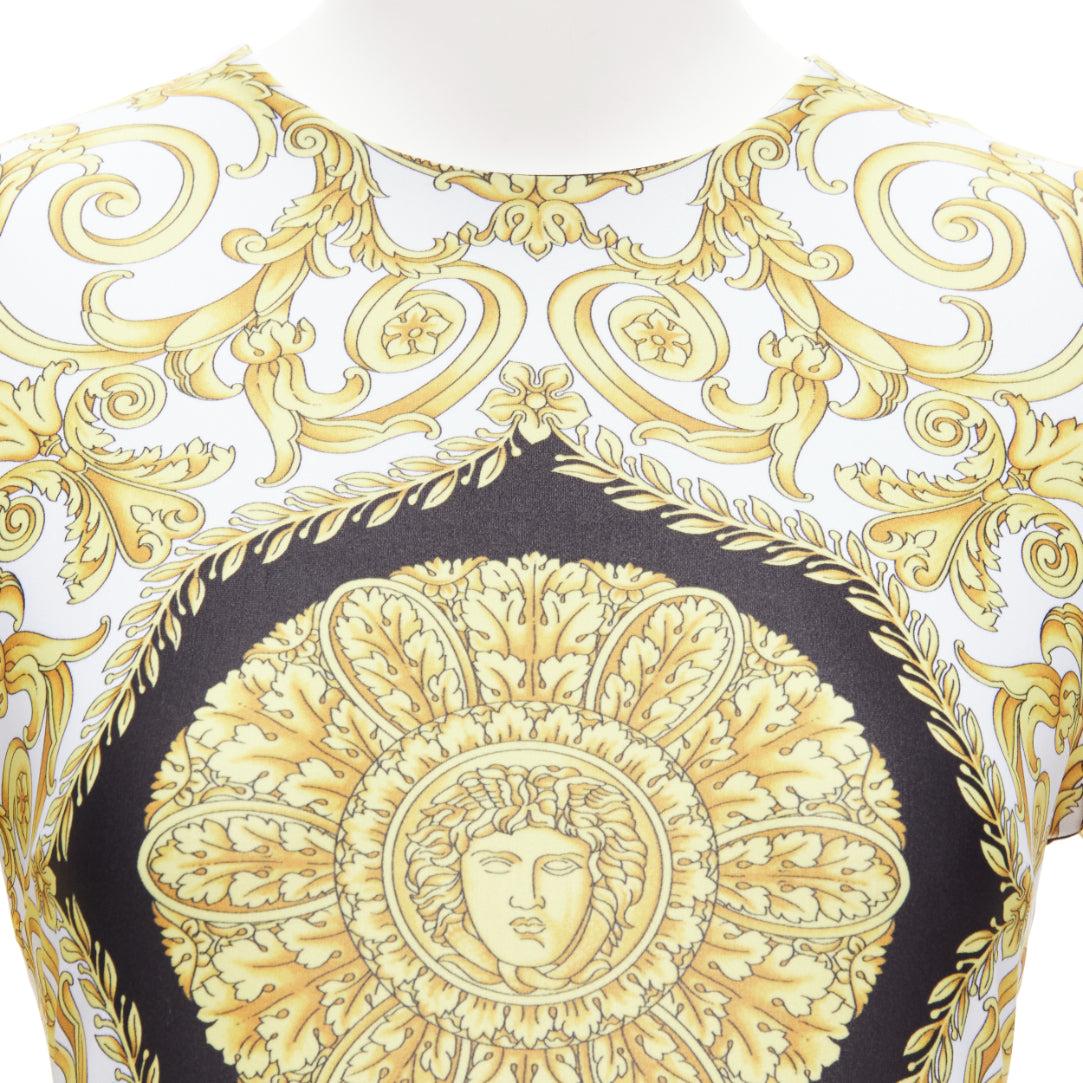 VERSACE 2018 Tribute gold Medusa Barocco long sleeve bodysuit top IT38 XS For Sale 2
