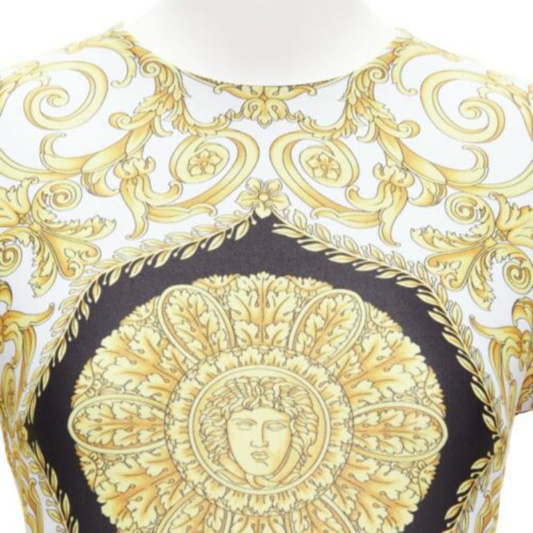 VERSACE 2018 Tribute gold Medusa Barocco long sleeve bodysuit top IT38 XS For Sale 1