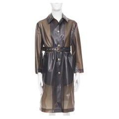 VERSACE 2019 black transparent latex pvc crystal single breasted coat EU38EU38