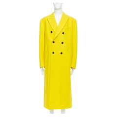 VERSACE 2019 amarillo brillante 100% lana abrigo largo cruzado IT48 M