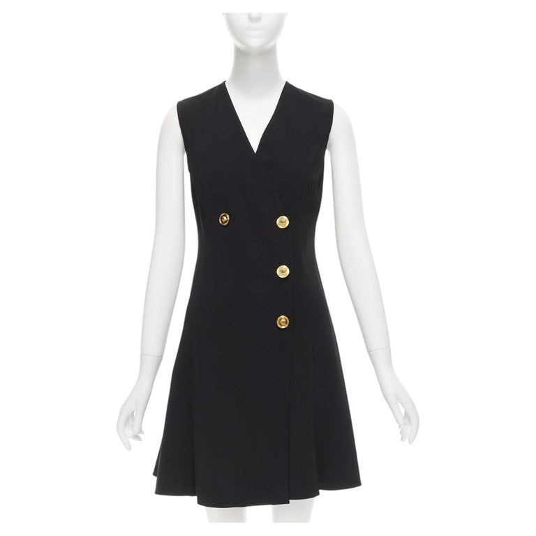 versace black dress with gold buttons 2019 Medusa barocco double breasted IT36 XXS For Sale at 1stDibs LowStock:43642535084083