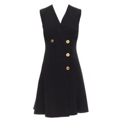 VERSACE 2019 gold Medusa Knöpfe schwarz Barocco doppelreihiges Kleid IT36 XXS