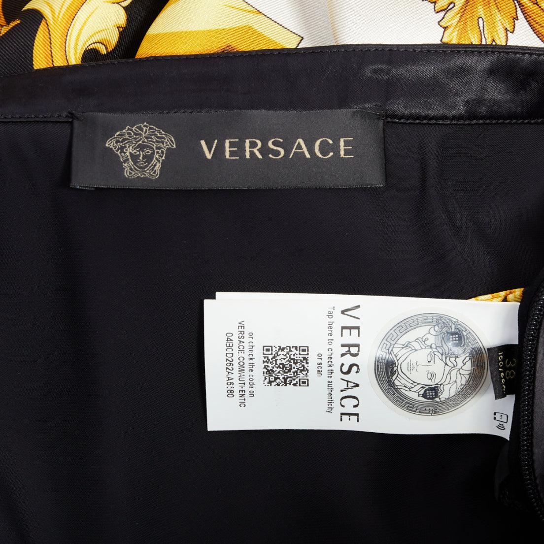 VERSACE 2019 Rodeo Barocco black gold silk viscose bias cut skirt IT38 XS For Sale 3