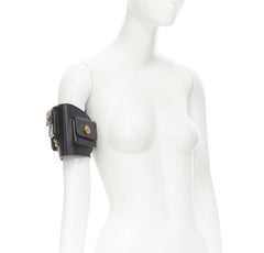 VERSACE 2019 Runway black gold Medusa multipocket harness arm bag Rare