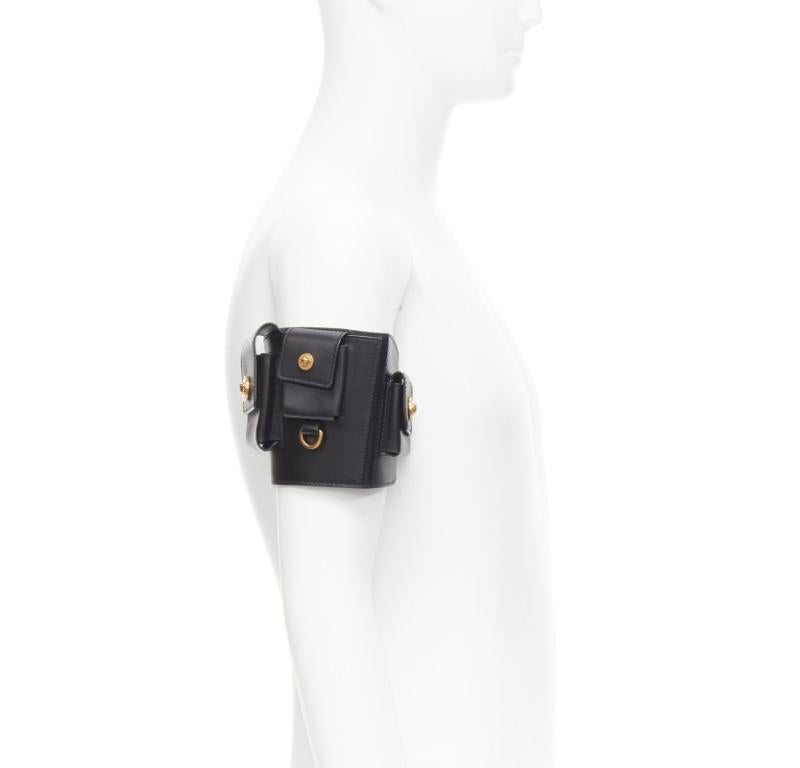White VERSACE 2019 Runway black gold Medusa multipocket harness arm bag Rare