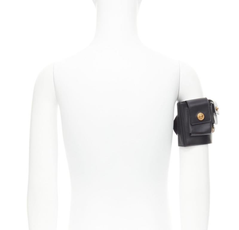 VERSACE 2019 Runway black gold Medusa multipocket harness arm bag Rare In Excellent Condition In Hong Kong, NT