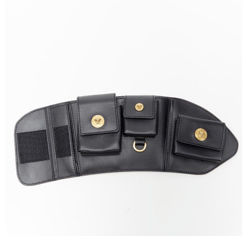 VERSACE 2019 Runway black gold Medusa multipocket harness arm bag Rare 3