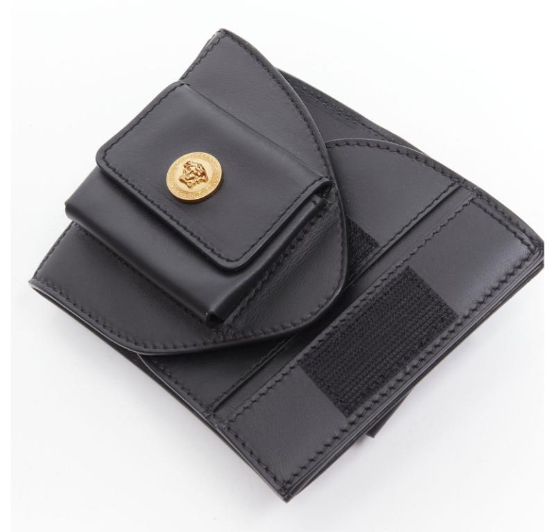 VERSACE 2019 Runway black gold Medusa multipocket harness arm bag Rare 4