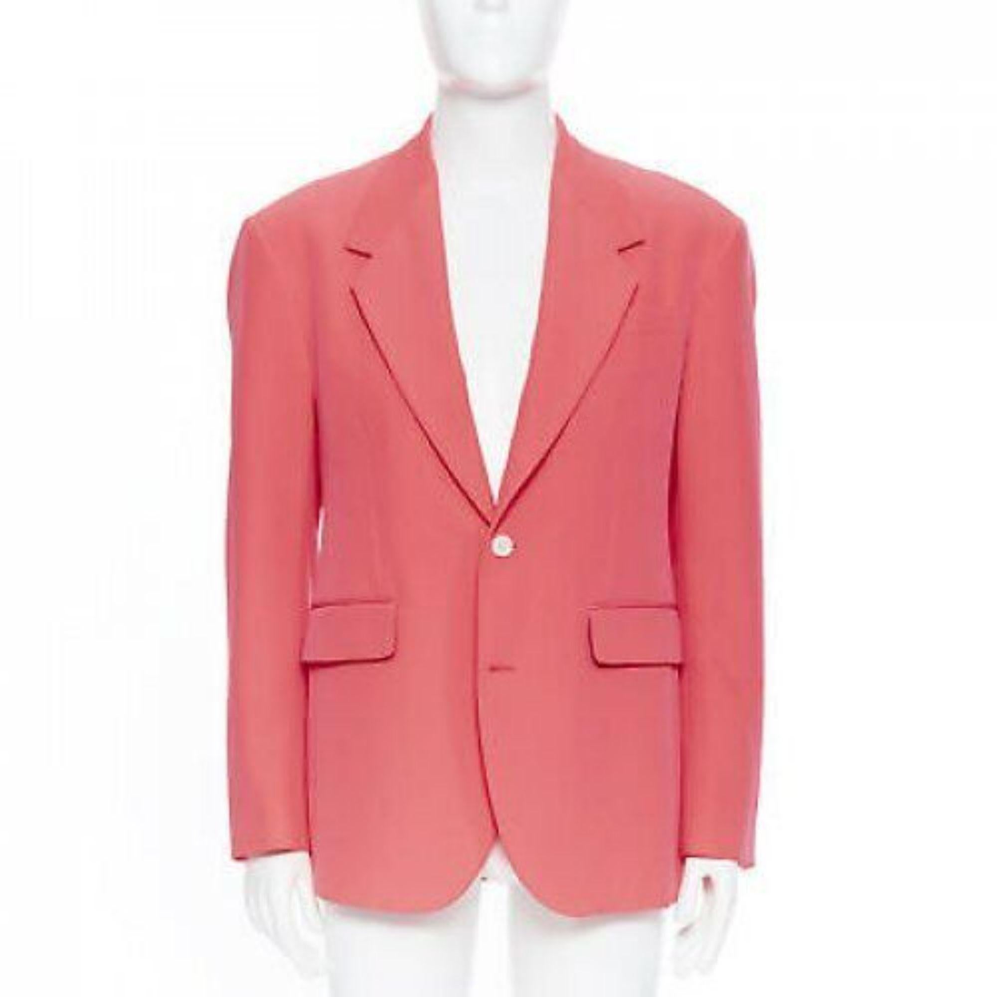 Pink VERSACE 2019 Runway shocking neon pink oversized blazer jacket EU48 M