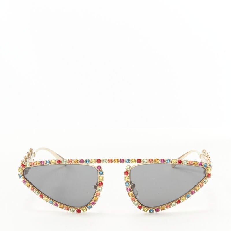 Gray VERSACE 2019 Runway Signature Medusa rhinestone crystal sunglasses Rare For Sale