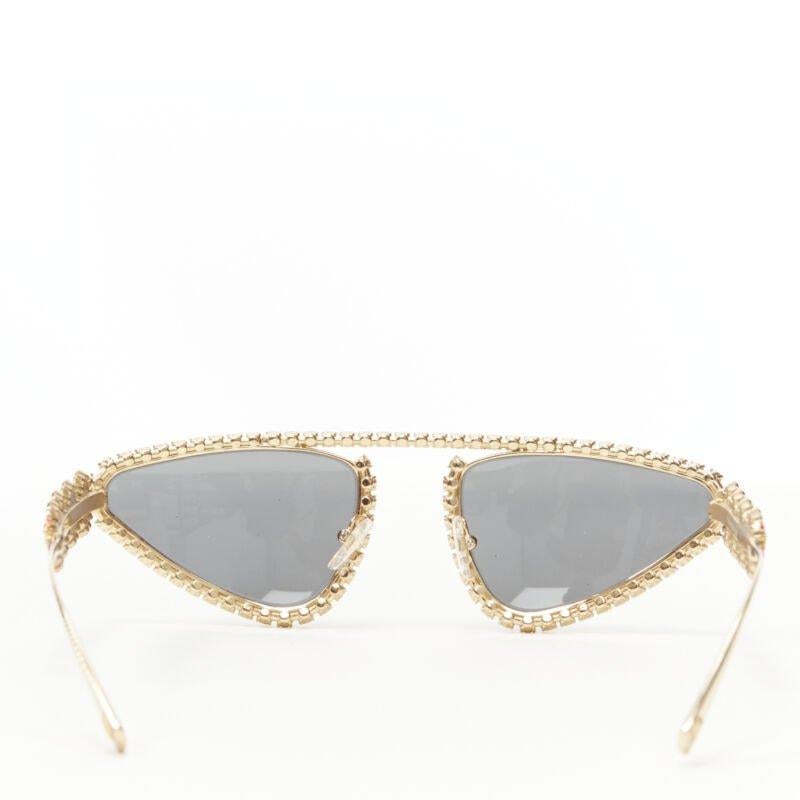 Women's VERSACE 2019 Runway Signature Medusa rhinestone crystal sunglasses Rare For Sale