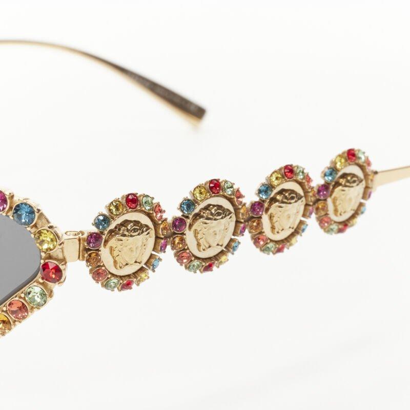 VERSACE 2019 Runway Signature Medusa rhinestone crystal sunglasses Rare For Sale 1