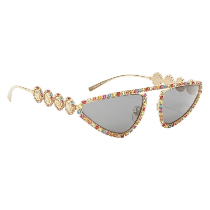 VERSACE 2019 Runway Signature Medusa rhinestone crystal sunglasses Rare For Sale