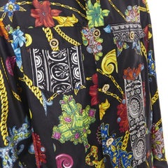 VERSACE 2019 Runway silk vintage jewel crystal Medusa button jacket EU52 XL