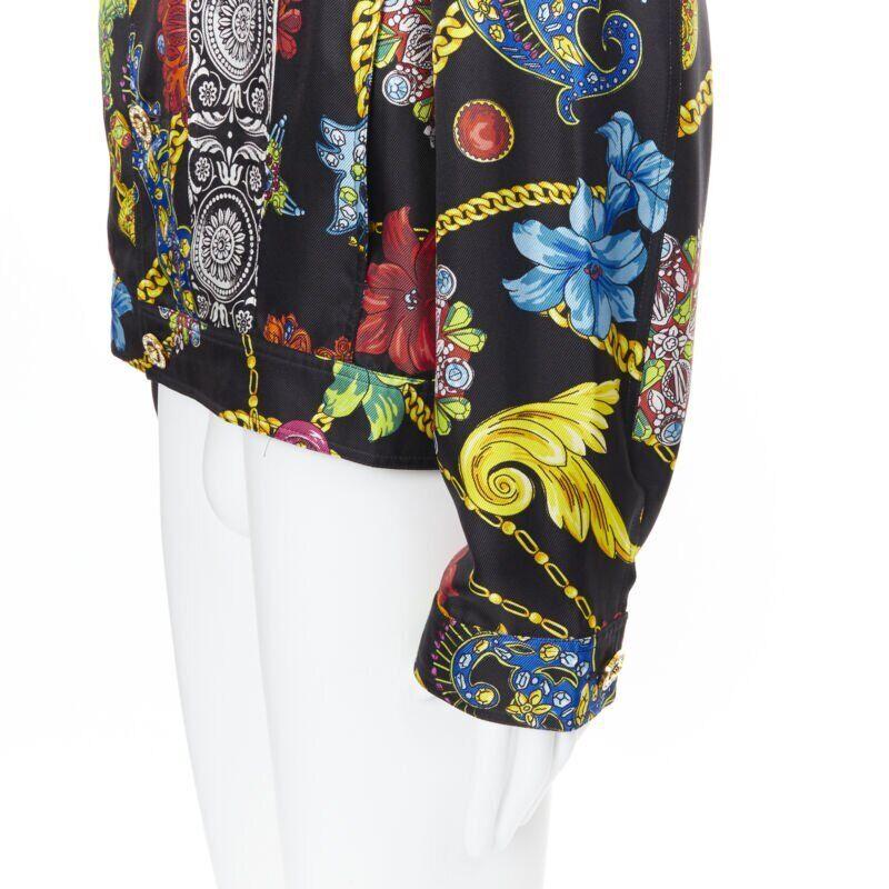 VERSACE 2019 Runway silk vintage jewel crystal Medusa button jacket EU52 XL For Sale 4