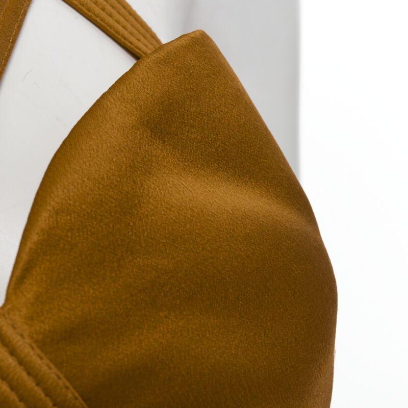 VERSACE 2019 Runway S&M Bondage Tribute brown silk gold buckle bra IT42 M 4