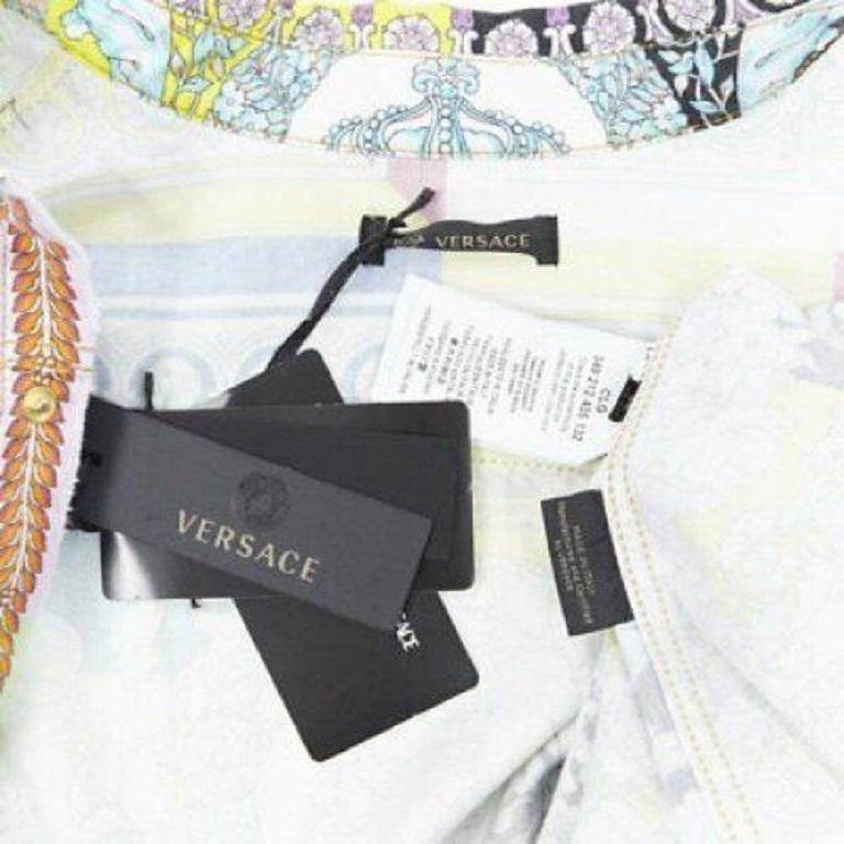 VERSACE 2019 Techno Baroque distressed cotton Medusa oversized shirt EU38 S For Sale 5
