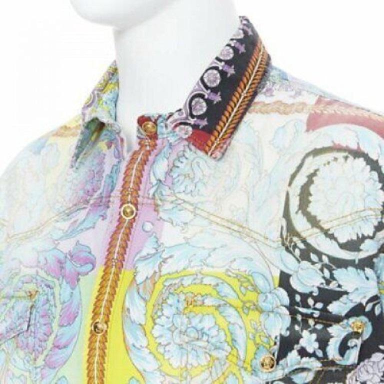VERSACE 2019 Techno Baroque distressed cotton Medusa oversized shirt EU38 S For Sale 1