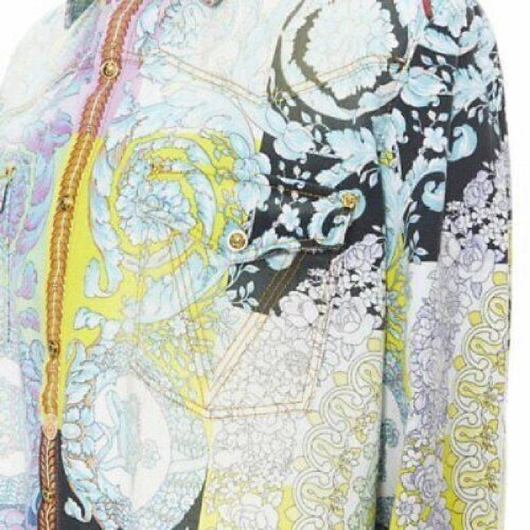 VERSACE 2019 Techno Baroque distressed cotton Medusa oversized shirt EU38 S For Sale 2