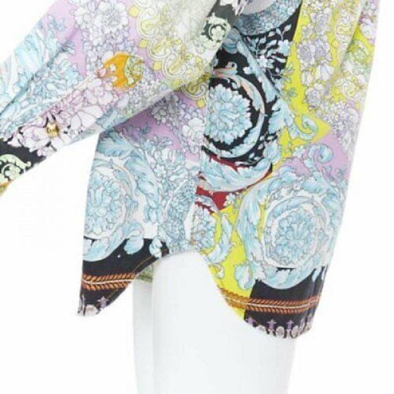 VERSACE 2019 Techno Baroque distressed cotton Medusa oversized shirt EU38 S For Sale 3