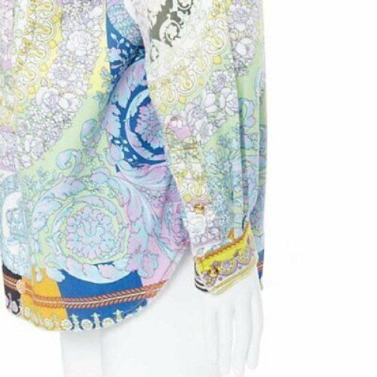 VERSACE 2019 Techno Baroque distressed cotton Medusa oversized shirt EU38 S For Sale 4