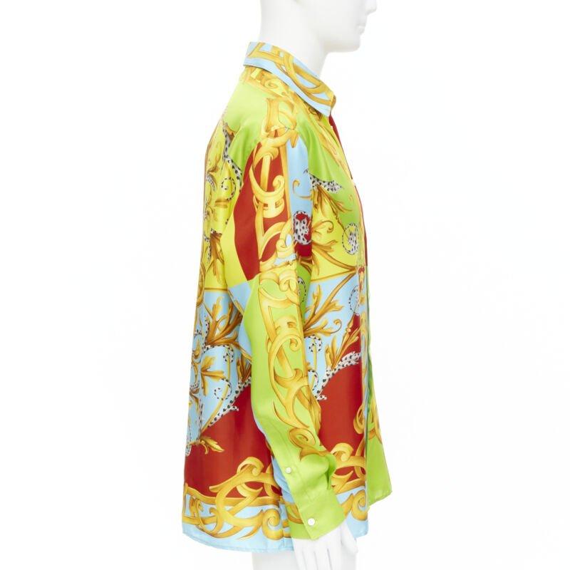 Yellow VERSACE 2020 Barocco Acanthus Pop Print Limited silk shirt EU39 S For Sale