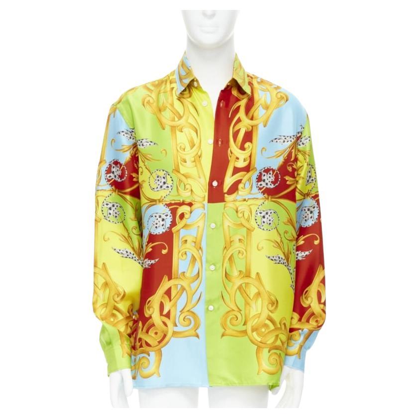 VERSACE 2020 Barocco Acanthus Pop Print Limited silk shirt EU39 S