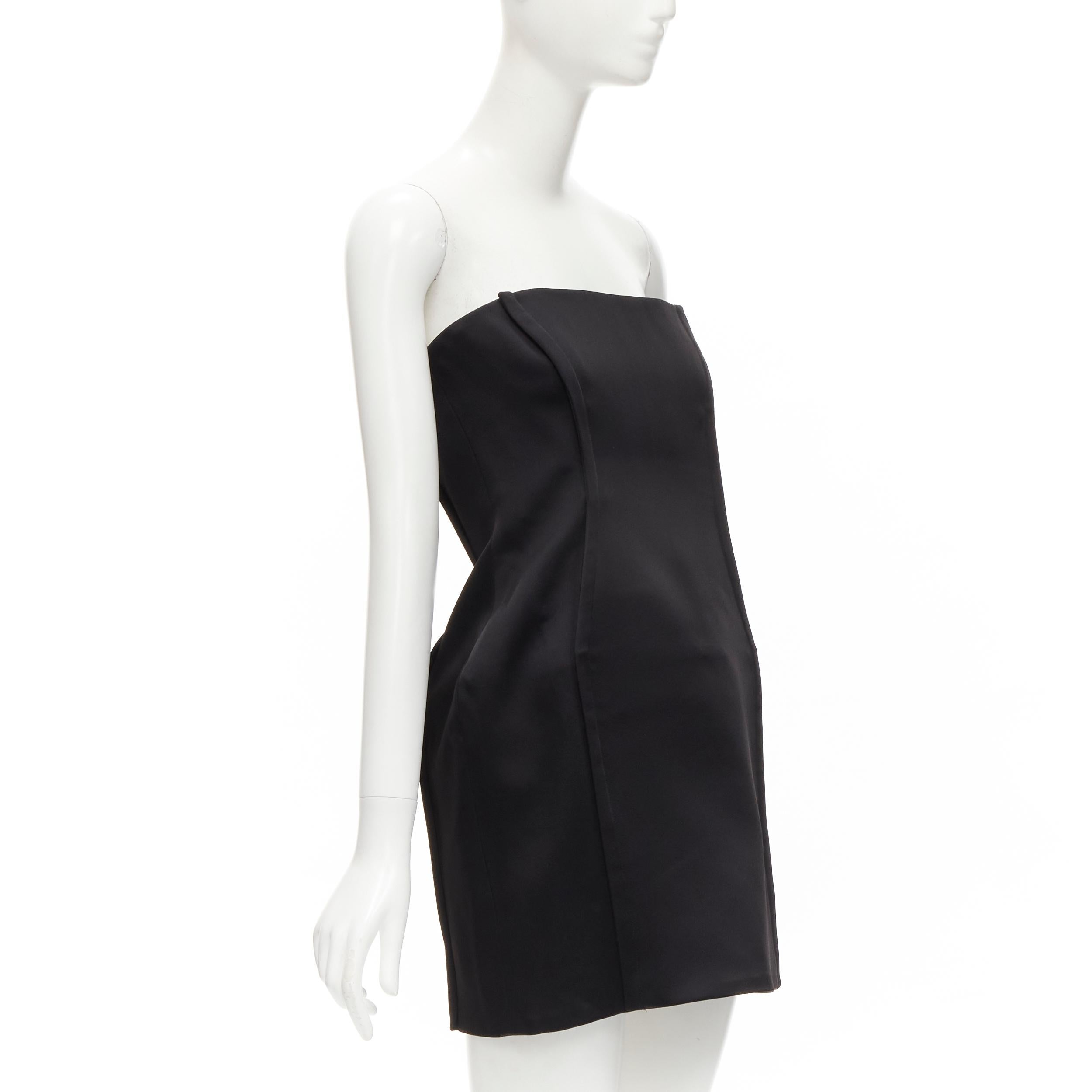 Black VERSACE 2020 black strapless corseted fitted mini party dress IT40 S For Sale