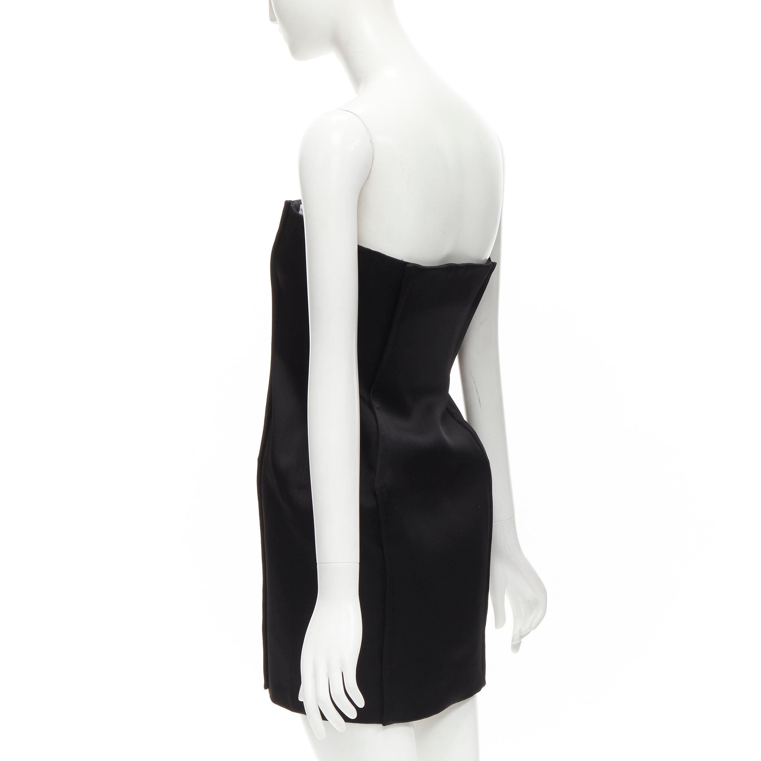 VERSACE 2020 black strapless corseted fitted mini party dress IT40 S For Sale 1