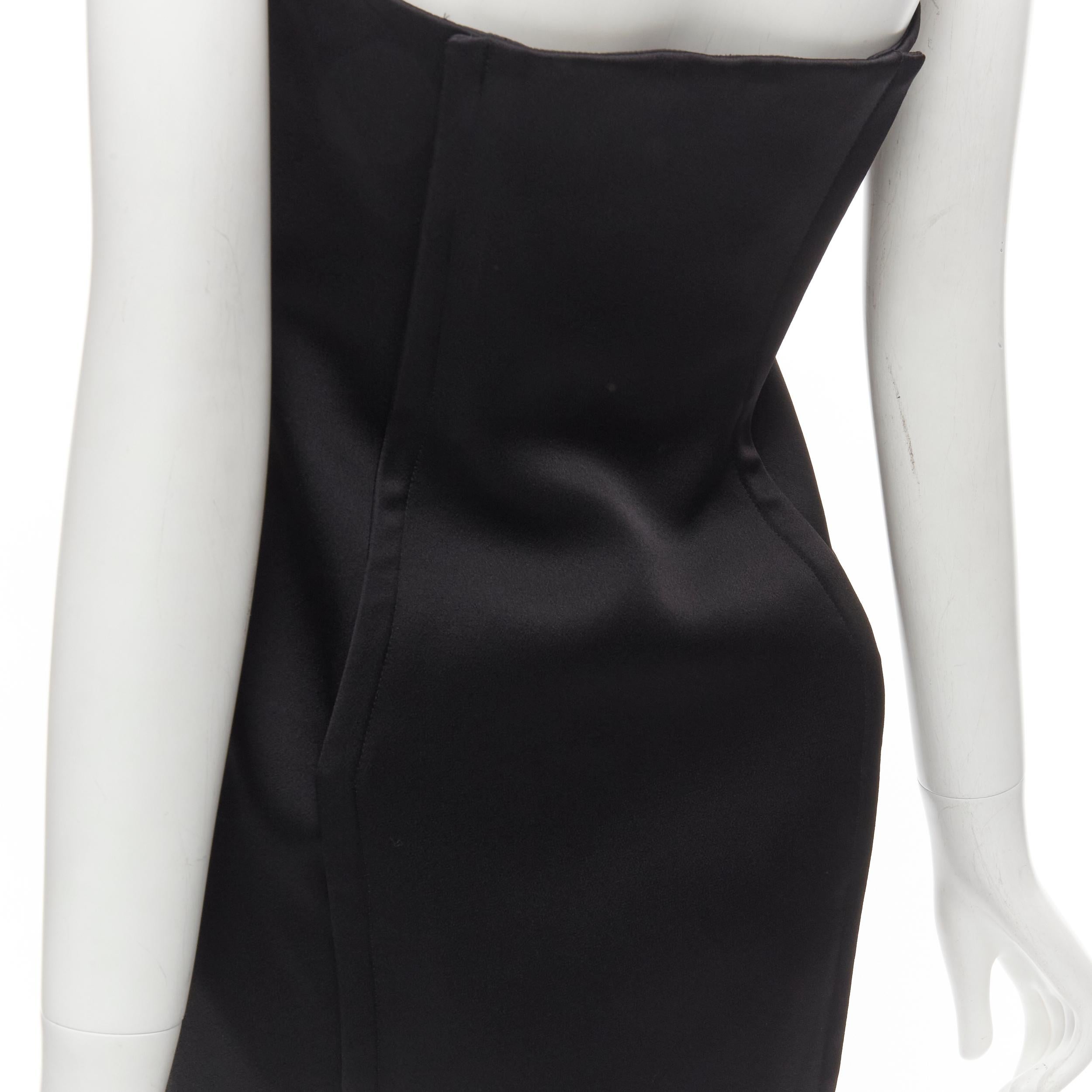 VERSACE 2020 black strapless corseted fitted mini party dress IT40 S For Sale 4