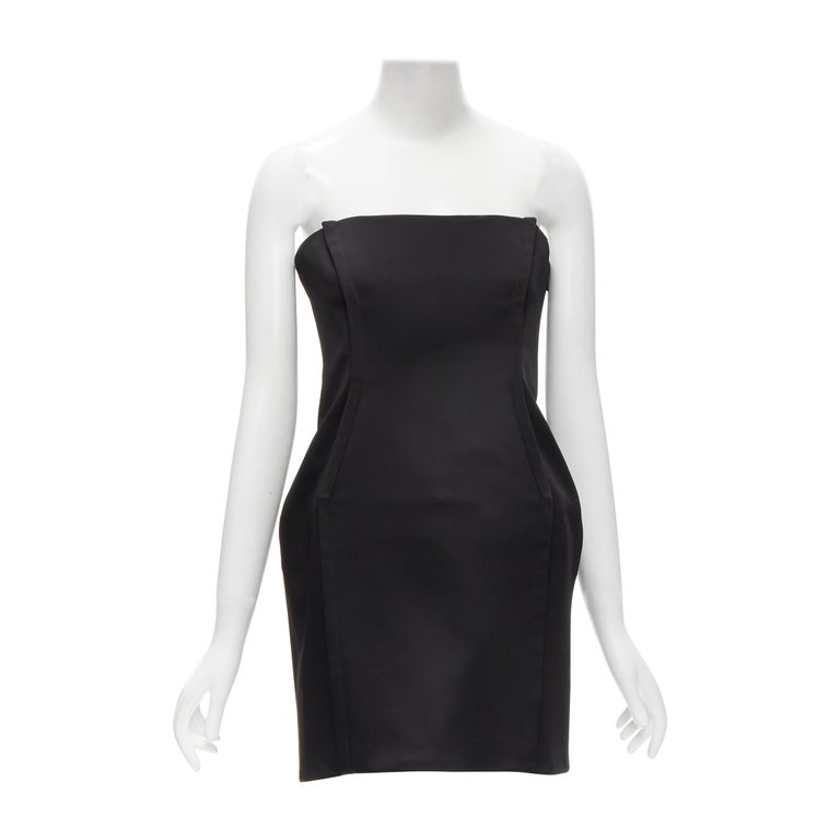 VERSACE 2020 black strapless corseted fitted mini party dress IT40 S at  1stDibs