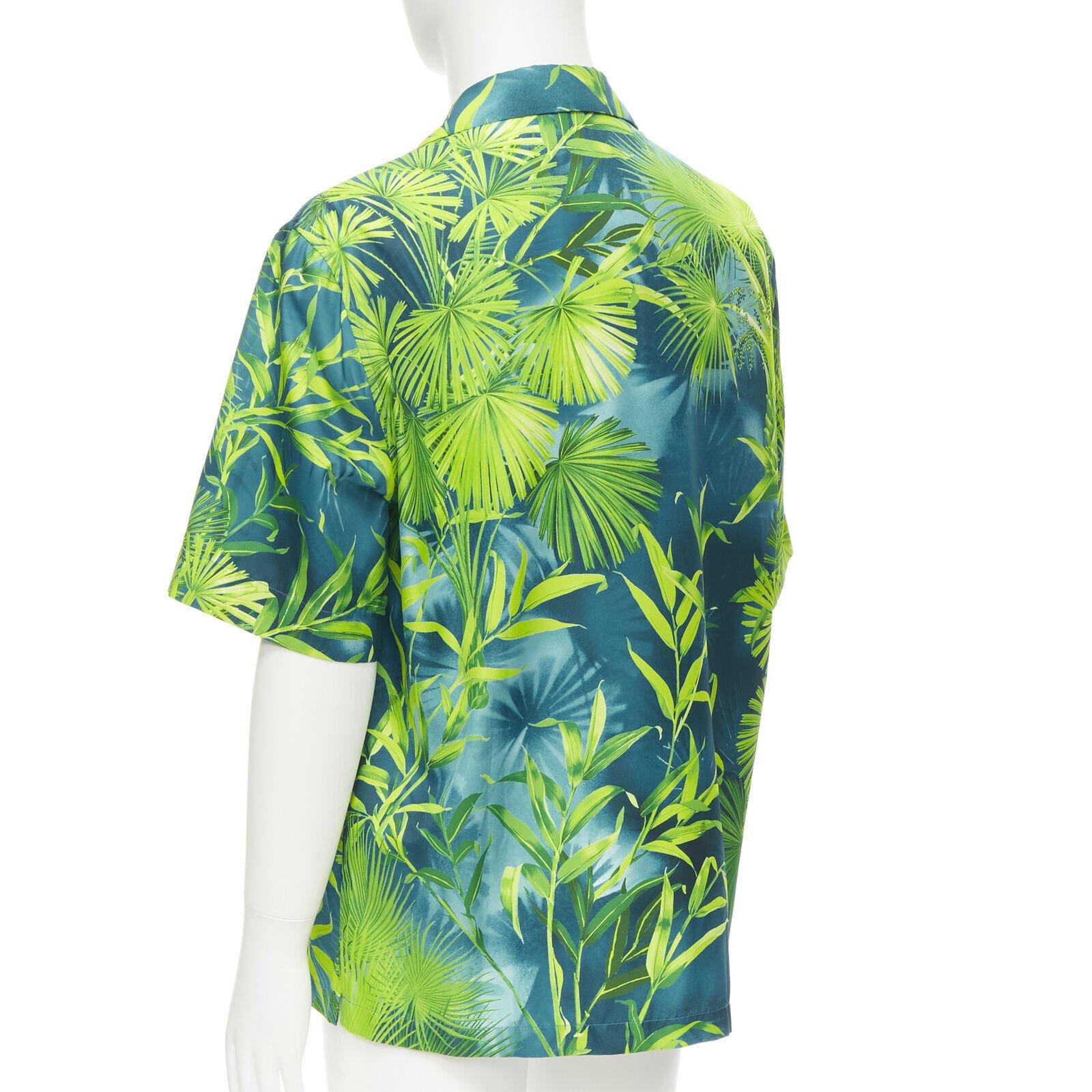 VERSACE 2020 Iconic JLo Jungle print green tropical print shirt EU38 S For Sale 2