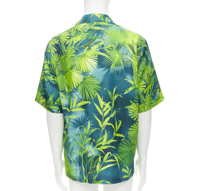 Men's VERSACE 2020 Iconic JLo Jungle print green tropical print shirt EU41 XL