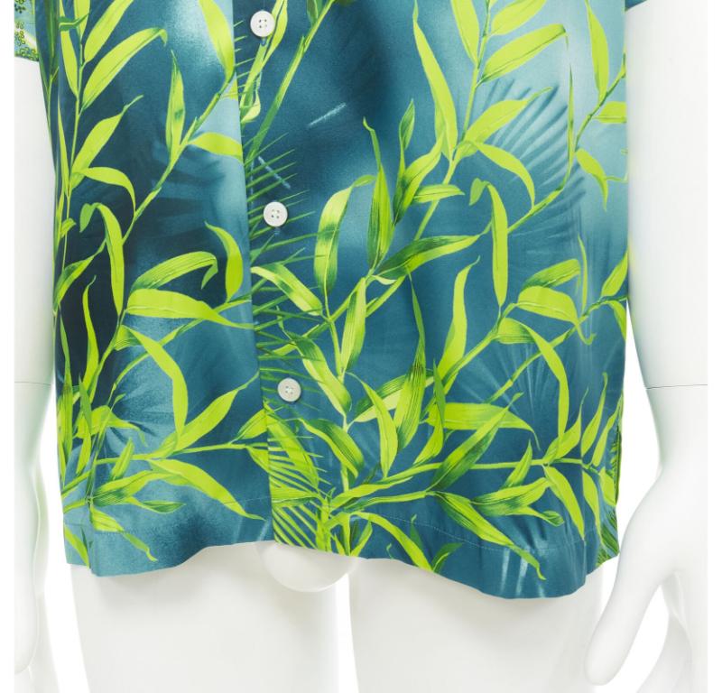 VERSACE 2020 Iconic JLo Jungle print green tropical print shirt EU41 XL 2