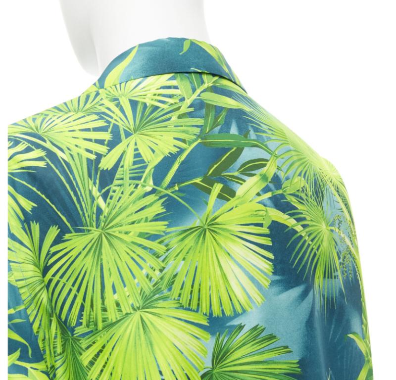 VERSACE 2020 Iconic JLo Jungle print green tropical print shirt EU41 XL 3