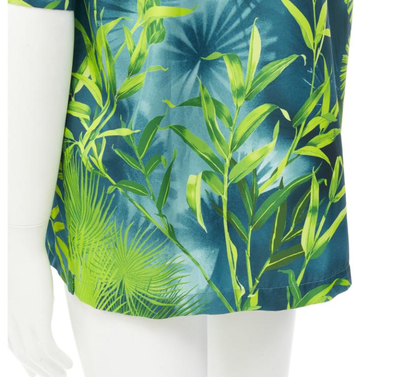 VERSACE 2020 Iconic JLo Jungle print green tropical print shirt EU41 XL 4