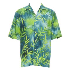 VERSACE 2020 Iconic JLo Jungle print green tropical print shirt EU41 XL