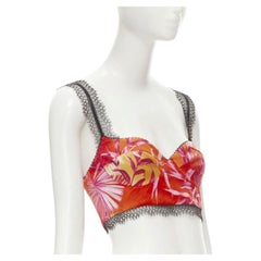VERSACE 2020 Iconic JLo Jungle print pink tropical bralette IT36 XXS