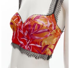 VERSACE 2020 Iconic JLo Jungle print pink tropical bralette IT36 XXS