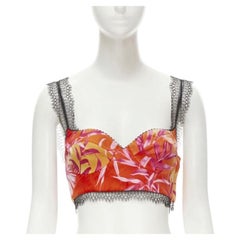 VERSACE 2020 Iconic JLo Jungle print pink tropical bralette IT36 XXS